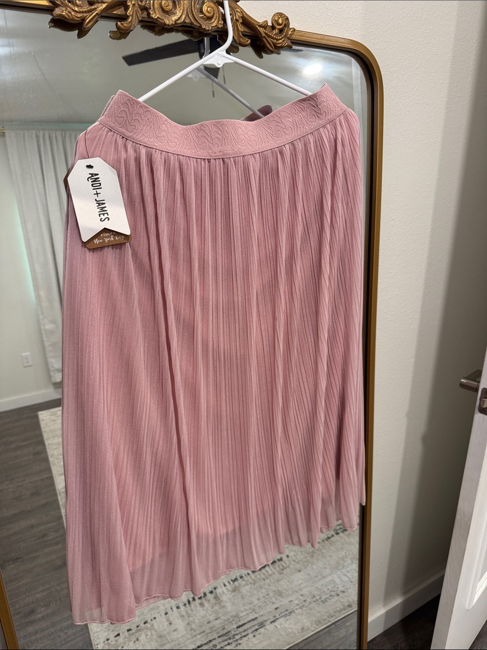 Pink Pleated Midi Skirt